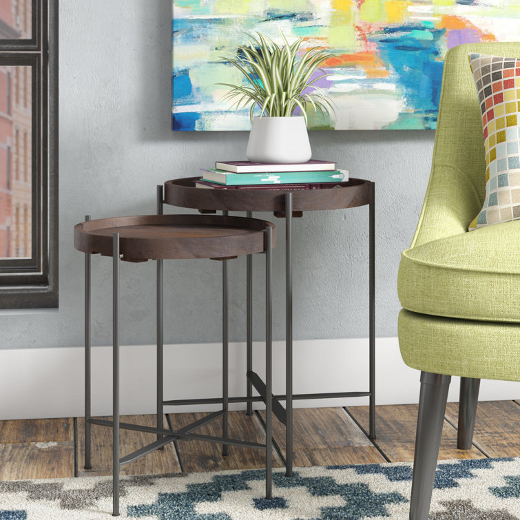 Ivy Bronx Addisyn Solid Wood Tray Top Nesting Tables & Reviews Wayfair